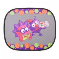 Шторка-экран "AUTOPROFI Смешарики" SM/WIN-012Ezhik боковые окна, 44х36см, 2шт, черно-фиолет с Ёжиком