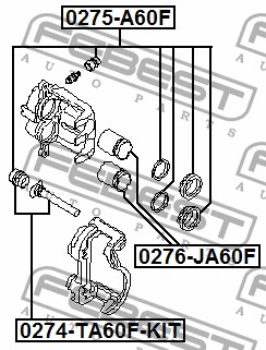 Втулка направляющая суппорта 0274-TA60F-KIT/40135-7S025 Febest
