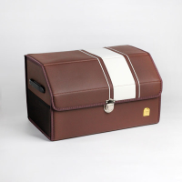 Органайзер в багажник складной средний усиленный (CS15634) коричневый с белой полосой