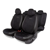 Авточехлы "AUTOPROFI Premium Verossa" VRS-1107 BK/BK паттерн велюр, экокожа 11пр, чёрный