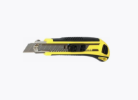 Нож строительный пластик/резиновая рукоять с фиксатором (+ 2 сменных лезвия 18мм) PK002