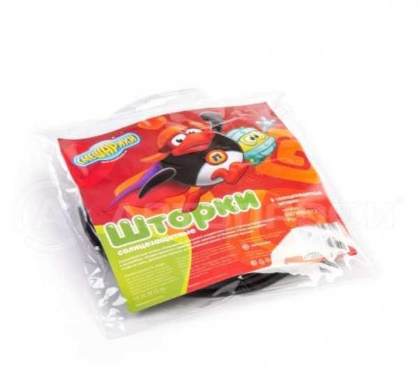 Шторка-экран "AUTOPROFI Смешарики" SM/WIN-012Pin боковые окна, 44х36см, 2шт, черный/т.серый с Пином