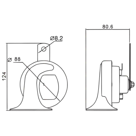 Сигнал автомобильный "Вымпел-CA-01" (2 тона, улитка, 118 Дб) компл.из 2-х шт.