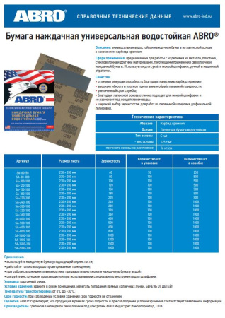 Наждачная бумага-1000 23*28см SA-1000-100 ABRO