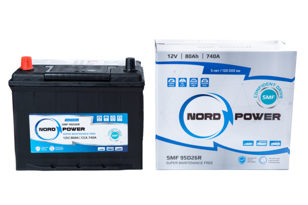 Аккумулятор NORD POWER SMF 95D26R 80A/h (пусковой ток 740А)