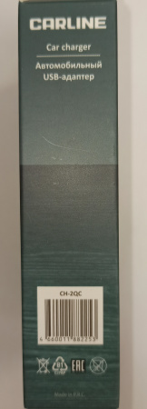 Адаптер в прикуриватель CARLINE CH-2QC 2xUSB "Quick Charge 3.0" 12В, черный, в коробке