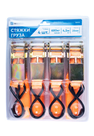 Стяжка груза BARBELL с храповым механизмом 680кг. 4,5м., 4шт. на блистере TB005