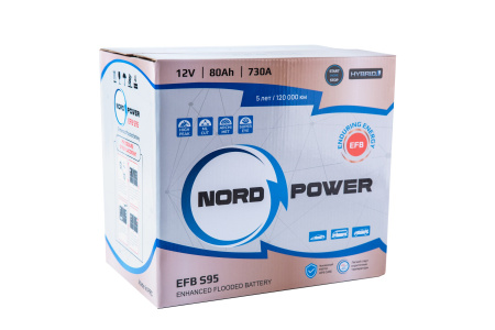 Аккумулятор NORD POWER EFB S95 (D26L) 80A/h (пусковой ток 730А) Start-Stop/Гибрид