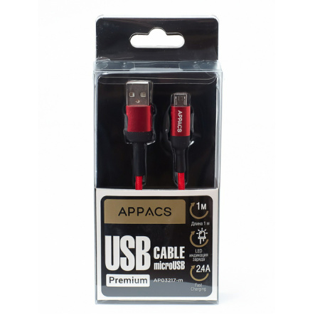 Кабель APPACS AP03217m microUSB/5V2.4A 1m Premium