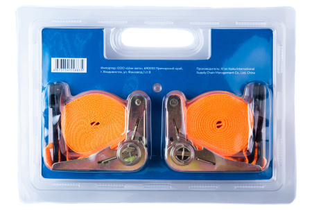 Стяжка груза BARBELL с храповым механизмом 900кг. 4,5м., 2шт. на блистере L-D43