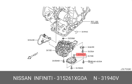 Кольцо уплотнительное фильтра вариатора 315261XG0A